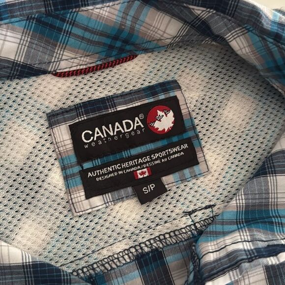 Canada Weather Gear plaid Checkered short 
Sleeve shirt EUC - Picture 3 of 6